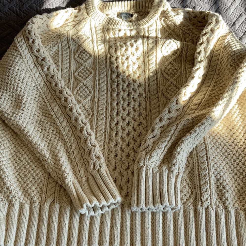 L.L. Bean Cream Fisherman Sweater